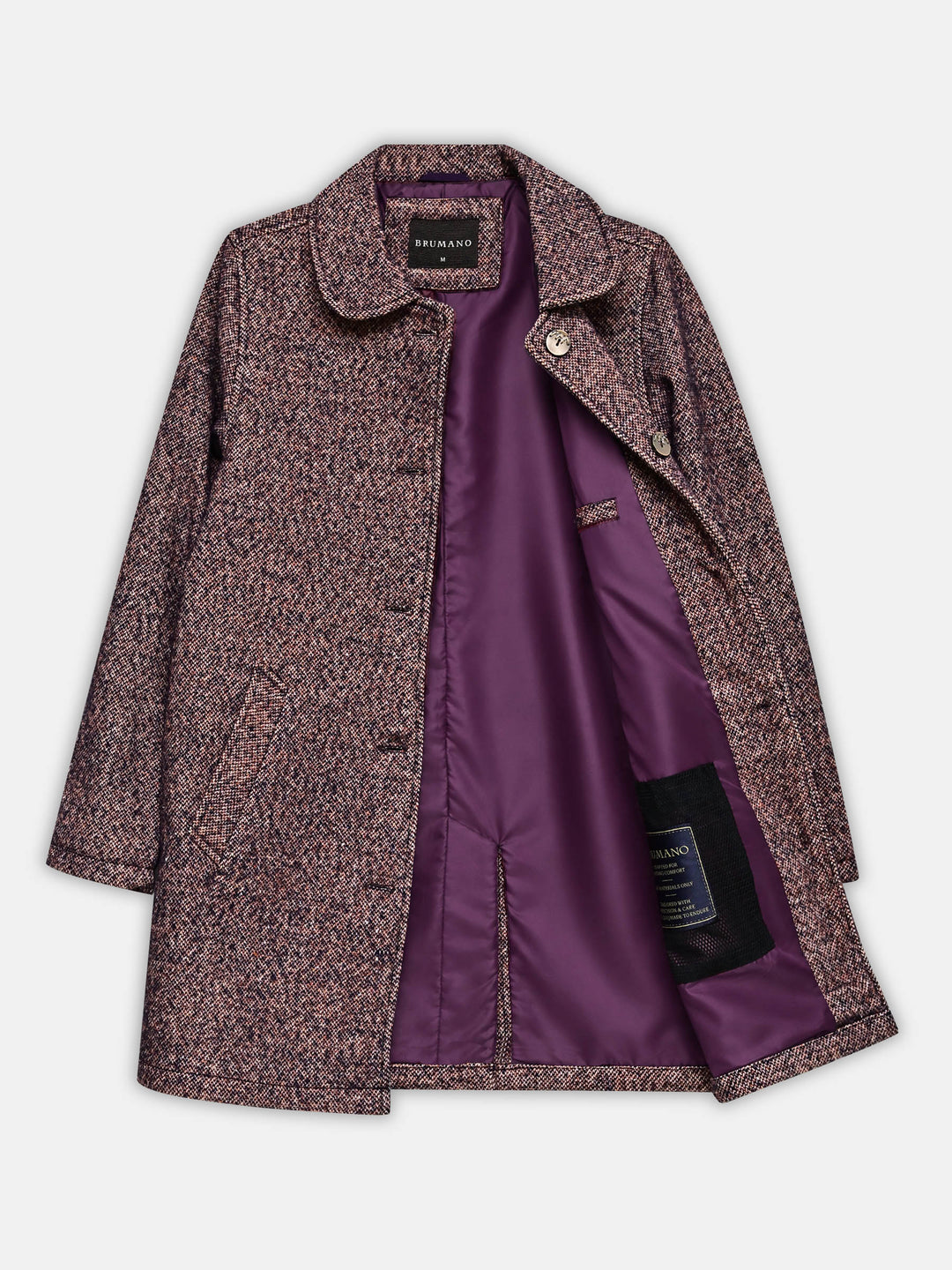 Mauve Taupe Wool Structured Long Coat - Women