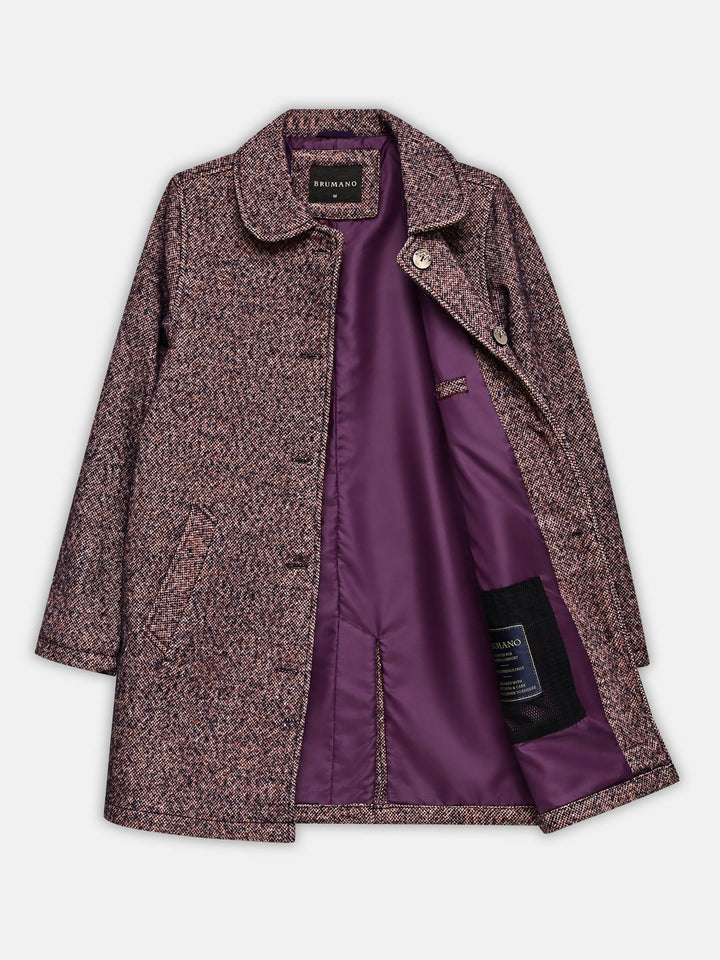 Mauve Taupe Wool Structured Long Coat - Women