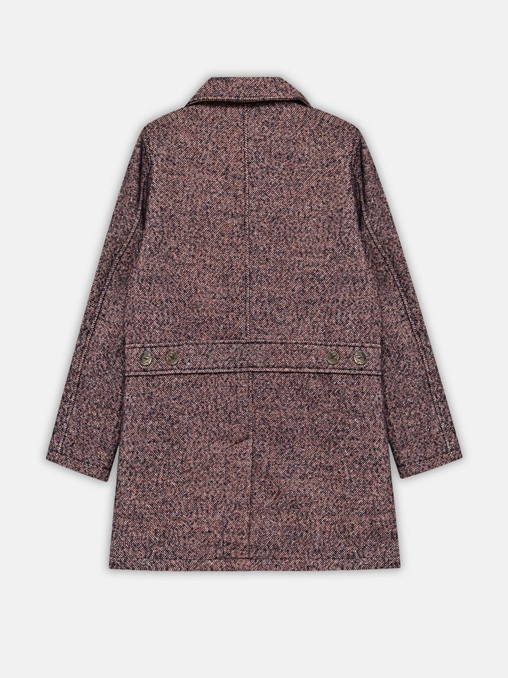 Mauve Taupe Wool Structured Long Coat - Women