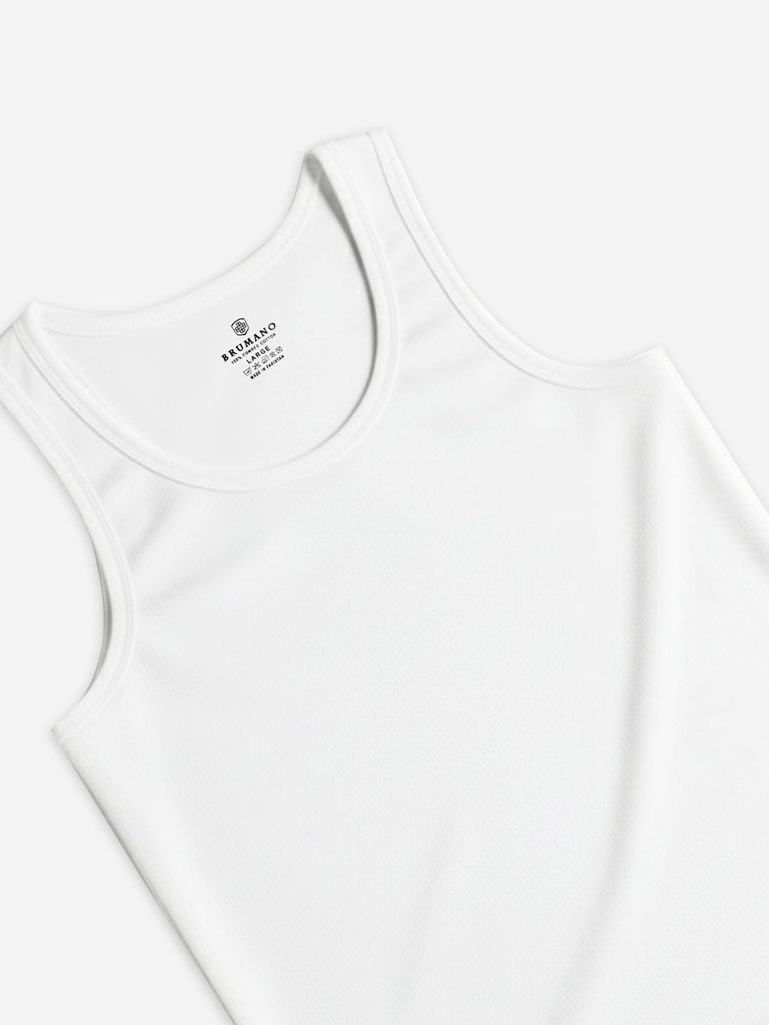 Brumano Men's White Sleeveless Vest 100% Combed Cotton — Side View