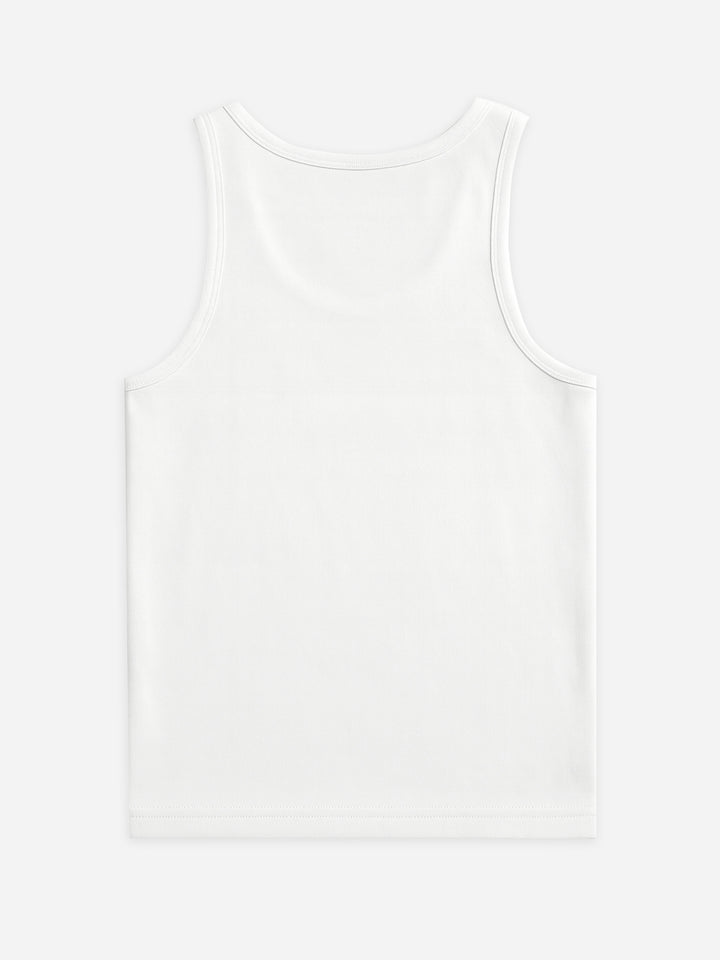 Brumano Men's White Sleeveless Vest 100% Combed Cotton — Back View