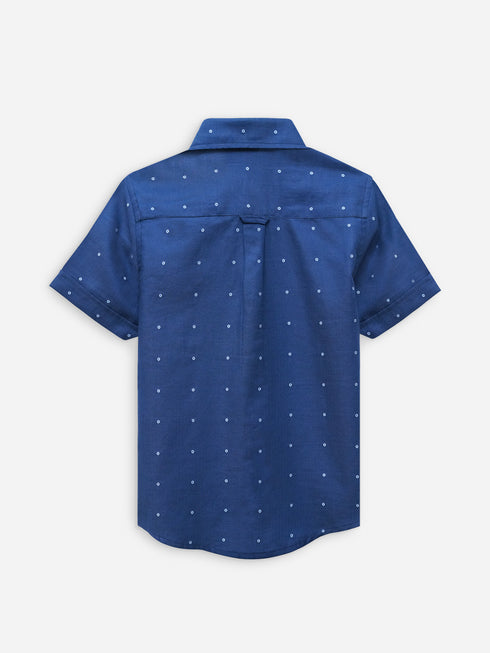 Mid Blue Half Sleeve Casual Shirt With Fil Coupe Brumano Pakistan