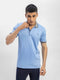 Mid Blue Interlock Polo With Contrasting Grey Collar Brumano Pakistan