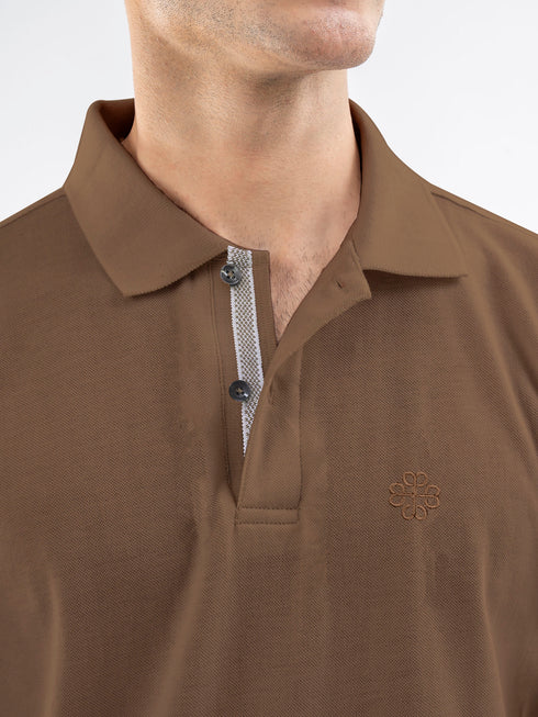 Mid Brown 100% Cotton Pique Polo