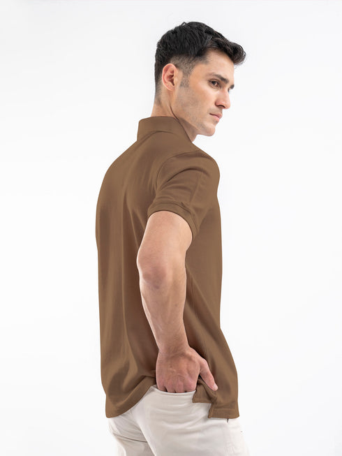 Mid Brown 100% Cotton Pique Polo