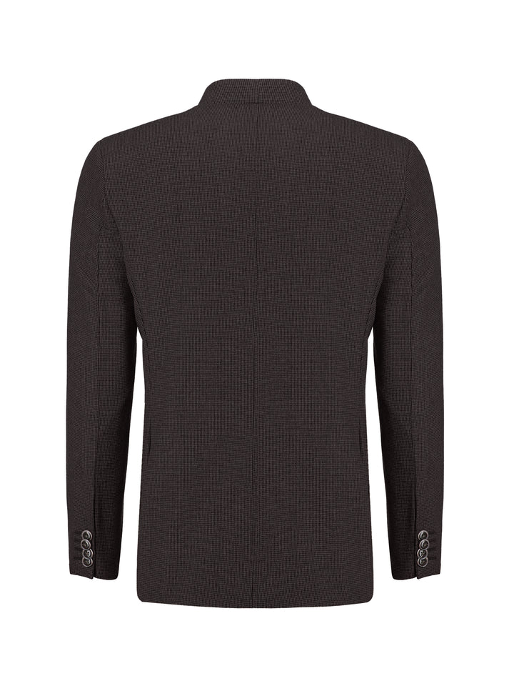 Mid Brown Micro Gingham Wool & Cashmere Blazer - Sartoria