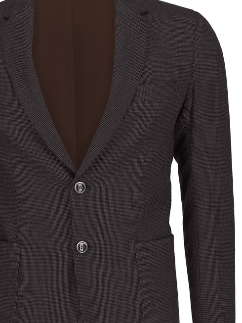 Mid Brown Micro Gingham Wool & Cashmere Blazer - Sartoria