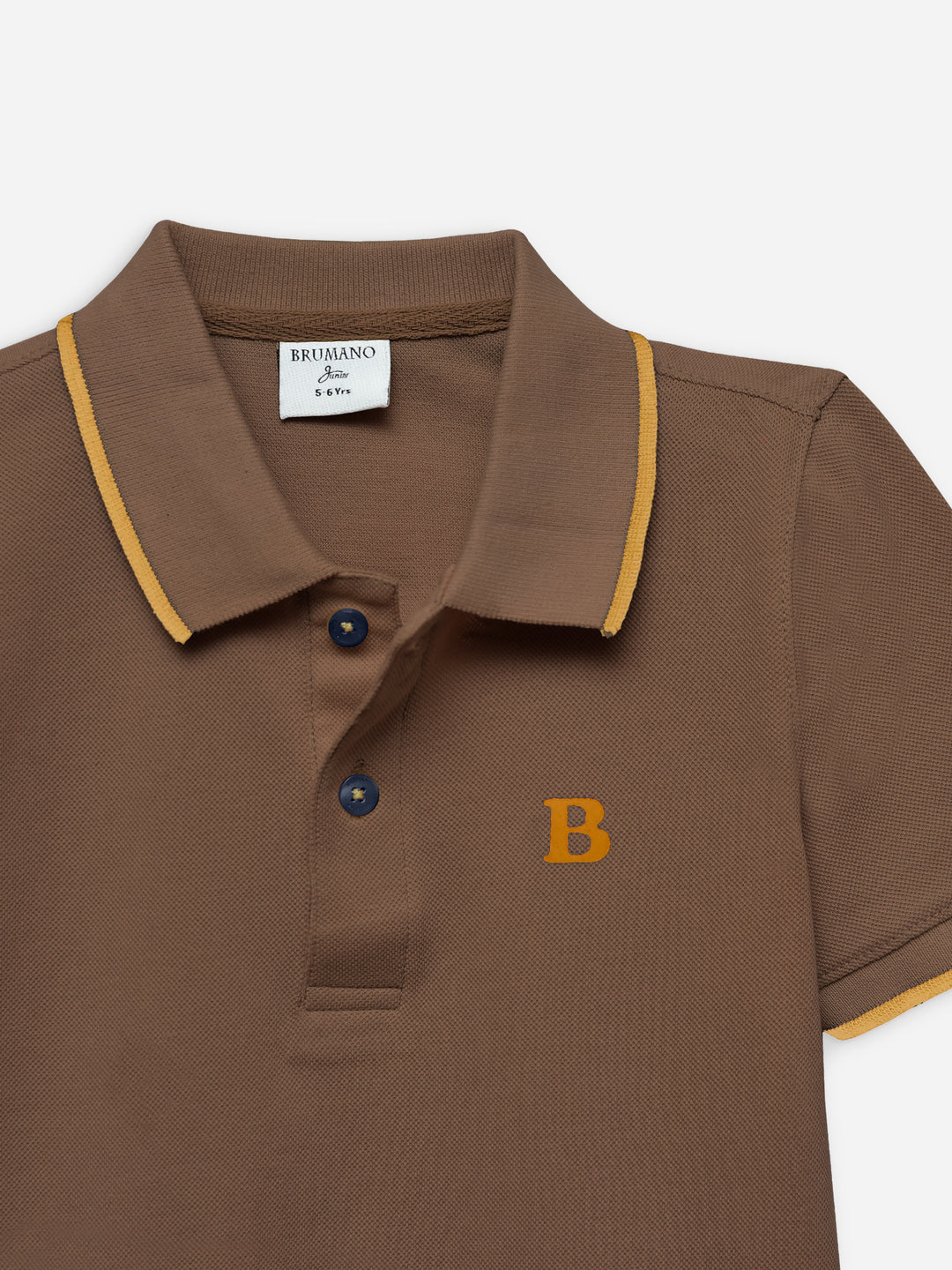 Mid Brown Polo With Tipping Collar