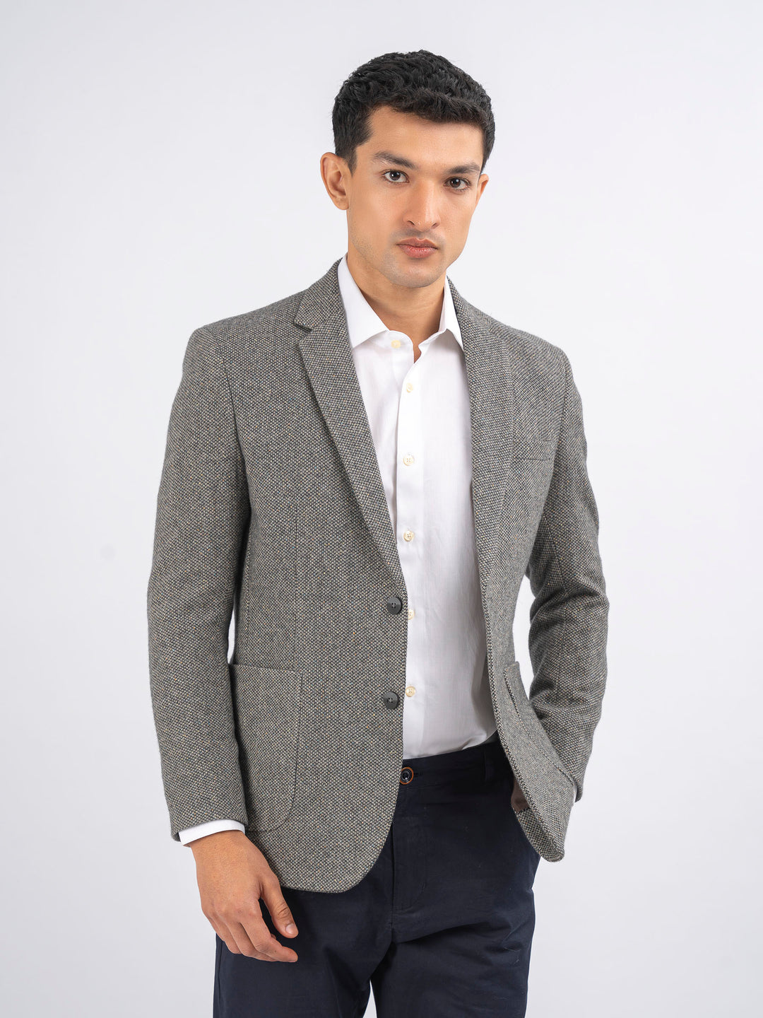 Midgreyherringbonewool cashmereblazer sartoriabrumanopakistan