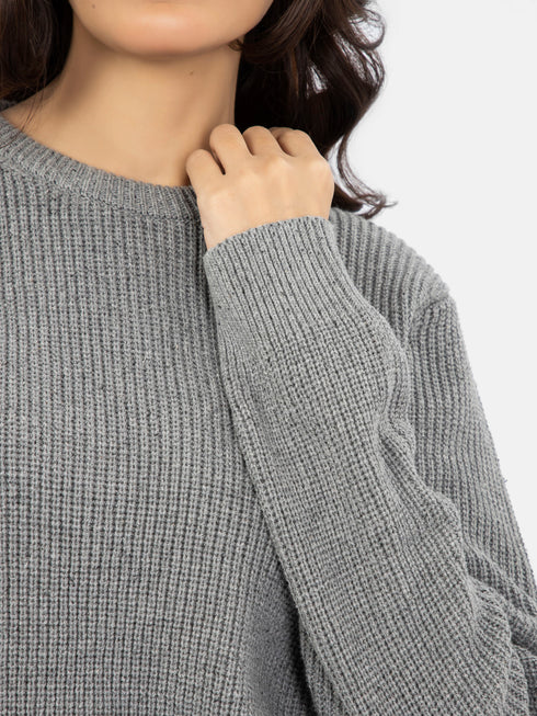 Mid Grey Knitted Jumper - Women