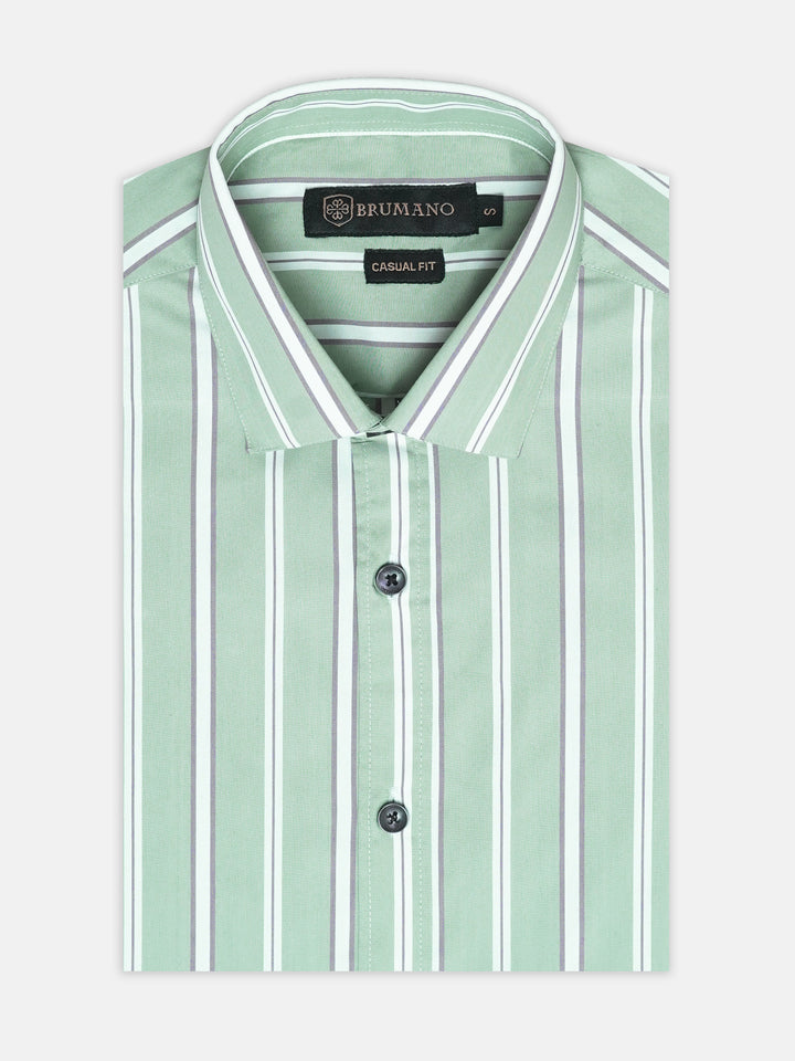 Mint Green Striped Formal Shirt