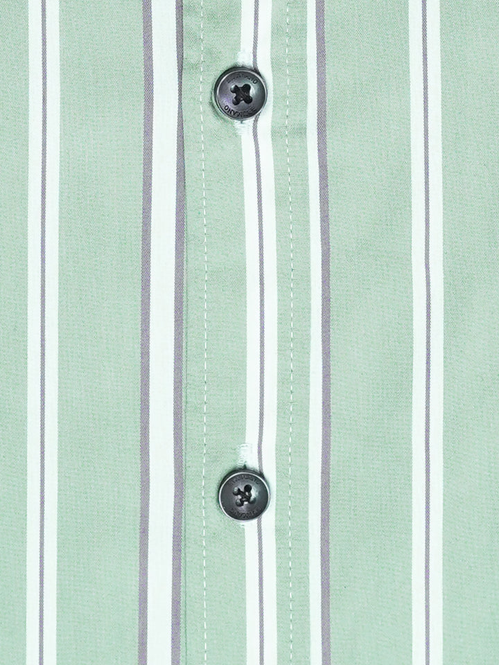 Mint Green Striped Formal Shirt