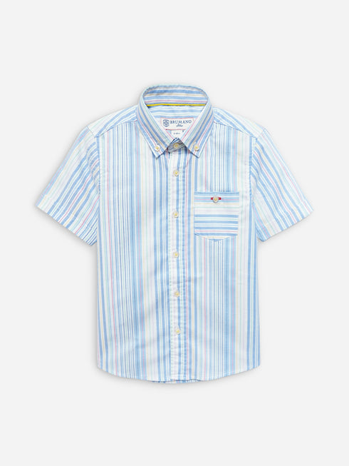 Multi Color Oxford Striped Half Sleeve Casual Shirt Brumano Pakistan