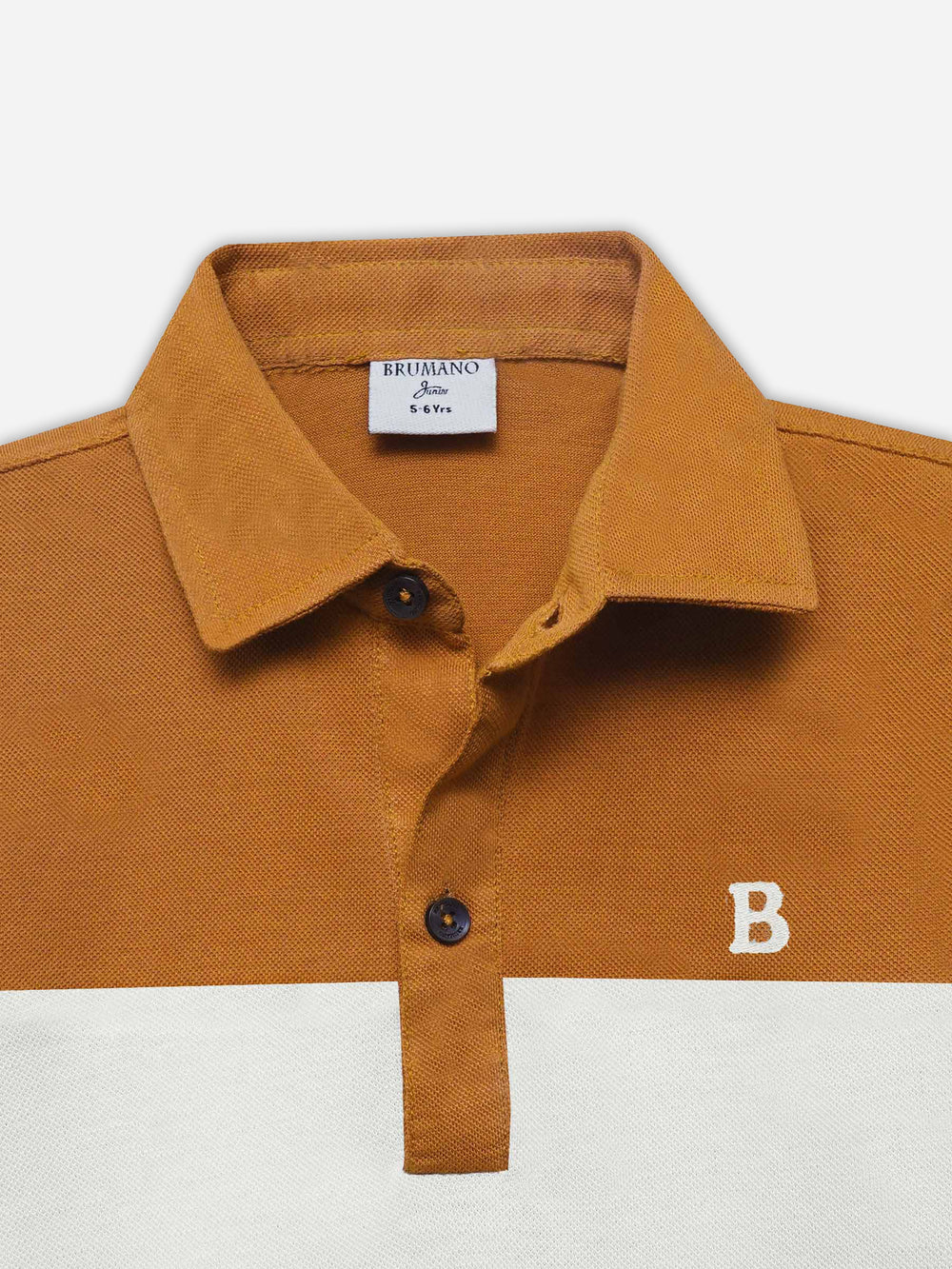 Mustard & Brown Three Tone Casual Polo - Junior