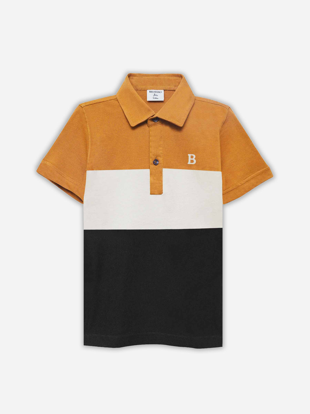 Mustard & Brown Three Tone Casual Polo - Junior