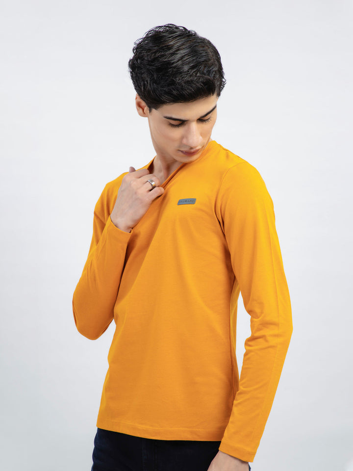 Mustard Long Sleeve Crew Neck T-Shirt Brumano Pakistan