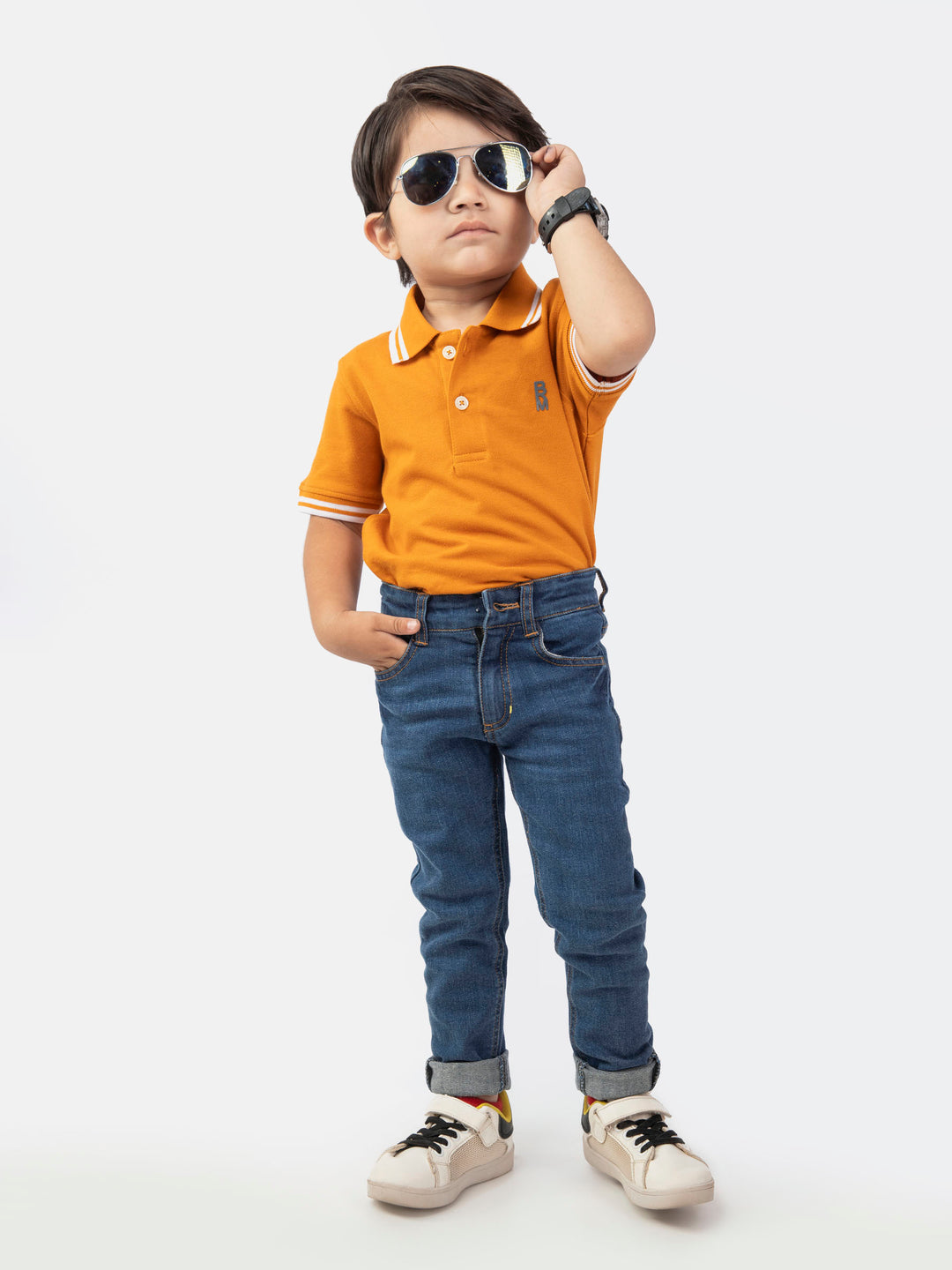 Mustard Pique Casual Tipped polo Brumano Pakistan