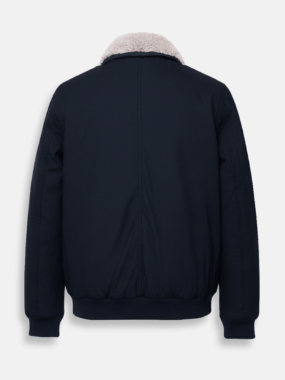 Back view of navy blue warm casual jacket for men