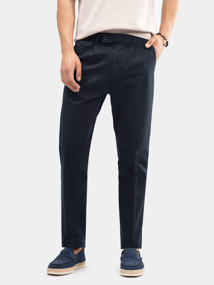 Navy Blue Chino With Front Pleats
