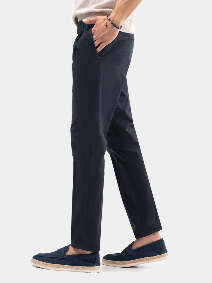 Navy Blue Chino With Front Pleats