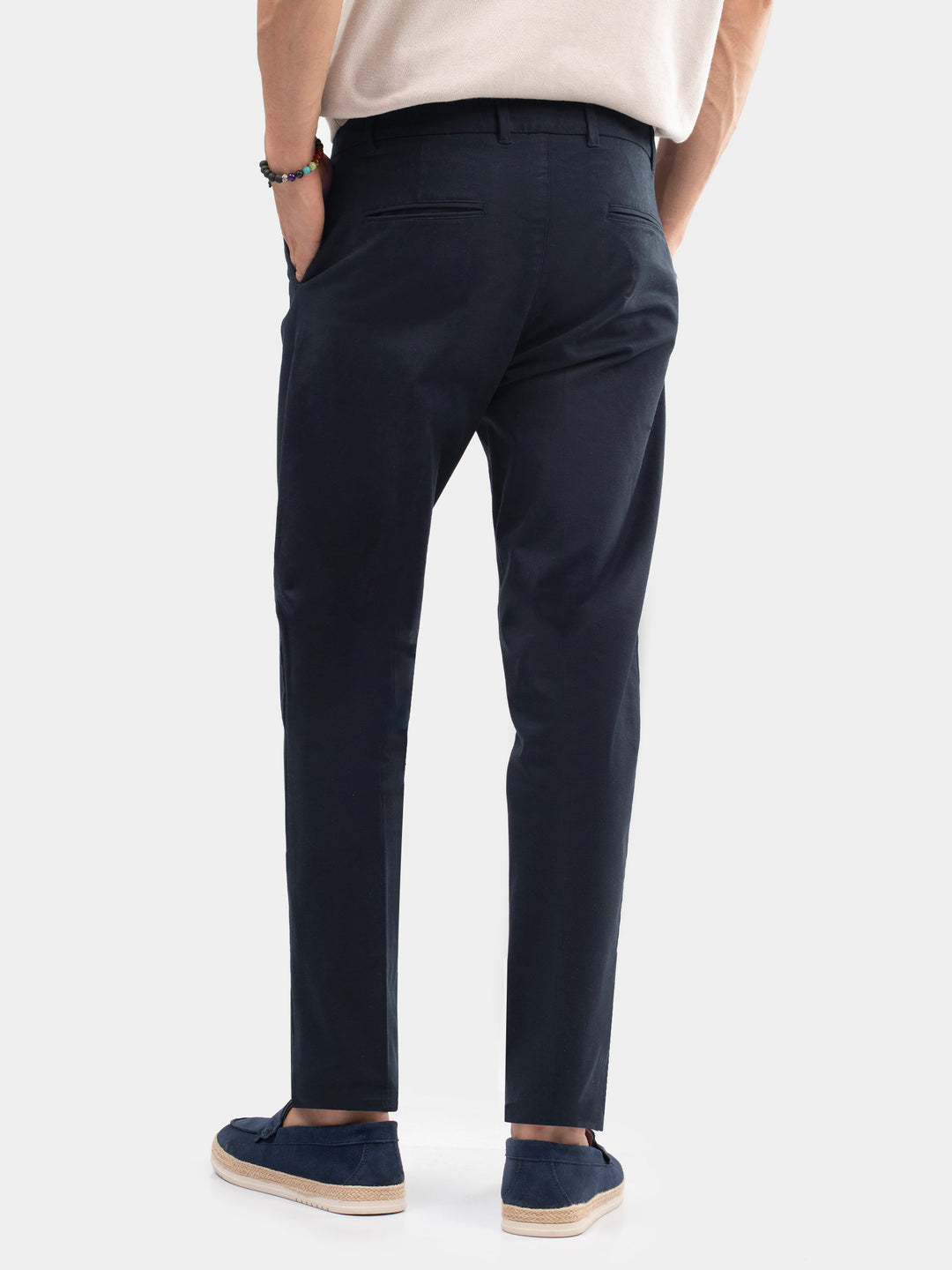 Navy Blue Chino With Front Pleats