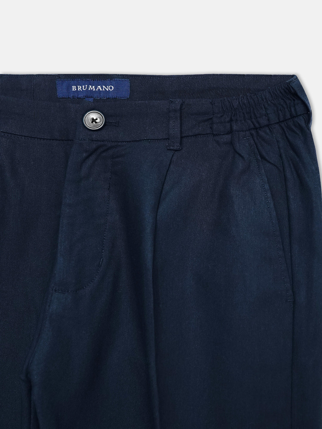 Navy Blue Comfort Waist Chinos With Pleats