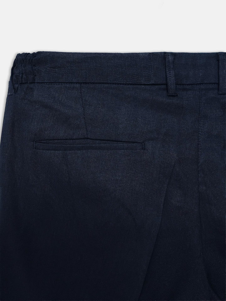 Navy Blue Comfort Waist Chinos With Pleats