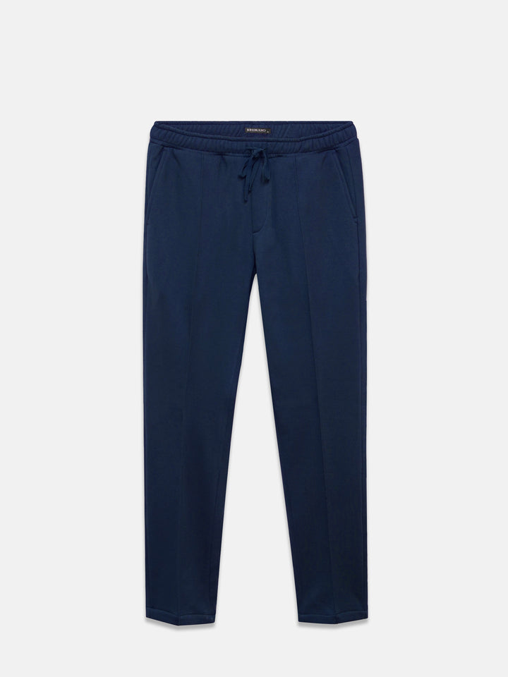 Men's navy blue fleece pajama front view