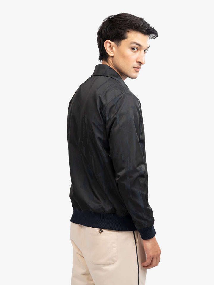  Back view of men's everyday casual jacket navy