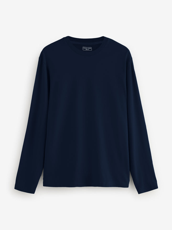 Navy Blue Long Sleeve Crew Neck T-Shirt 