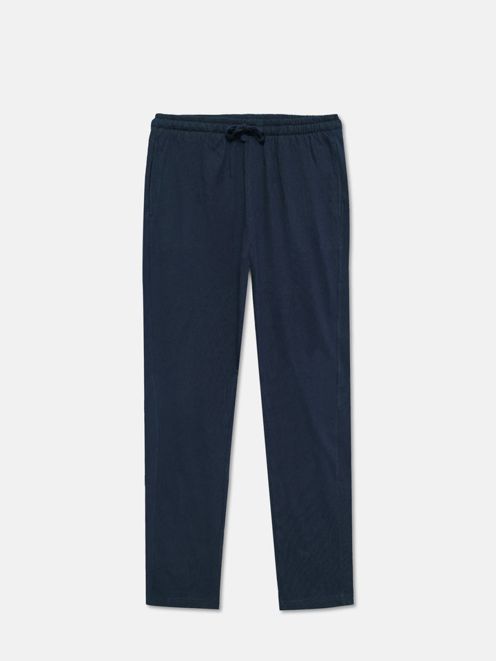 Navy blue knitted lounge pajama for men front view