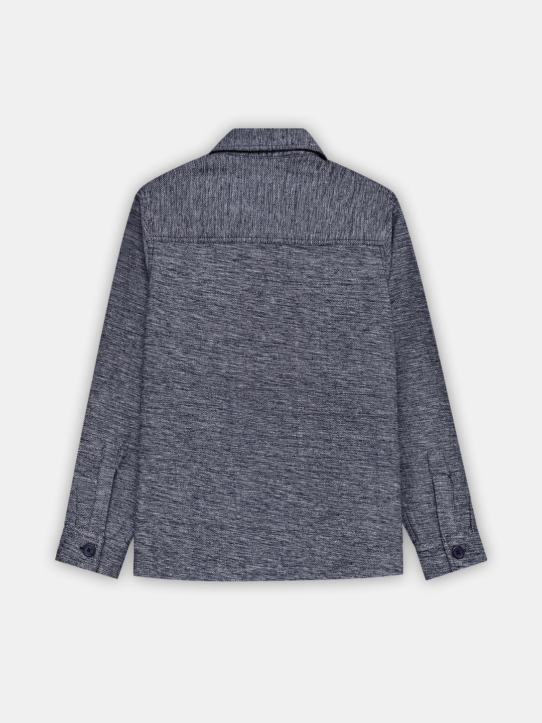 Navy Blue & Beige Structured Over Shirt With Front Flat Pockets