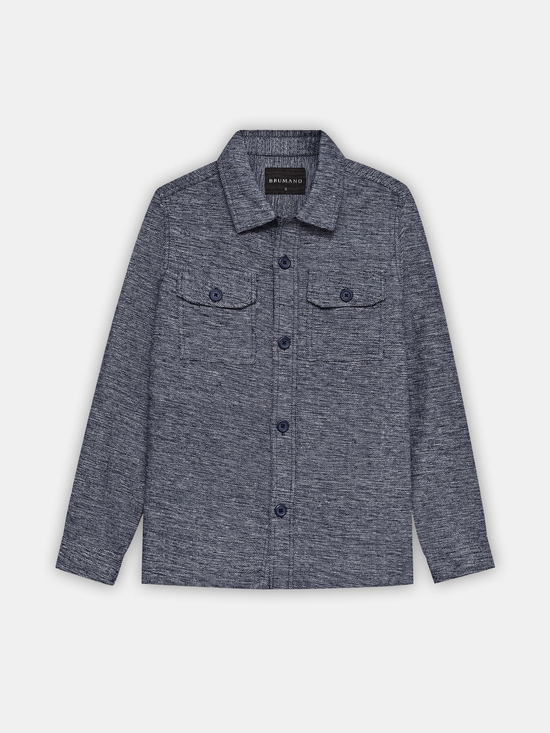 Navy Blue & Beige Structured Over Shirt With Front Flat Pockets