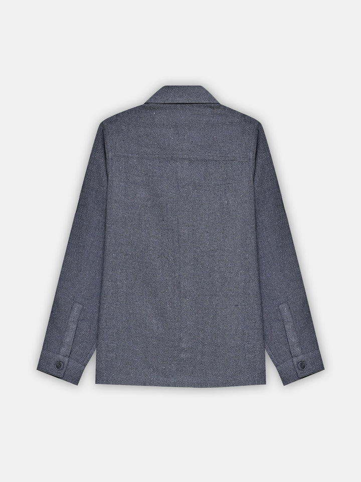 Charcoal Grey Neppy Over Shirt With Front Flat Pockets