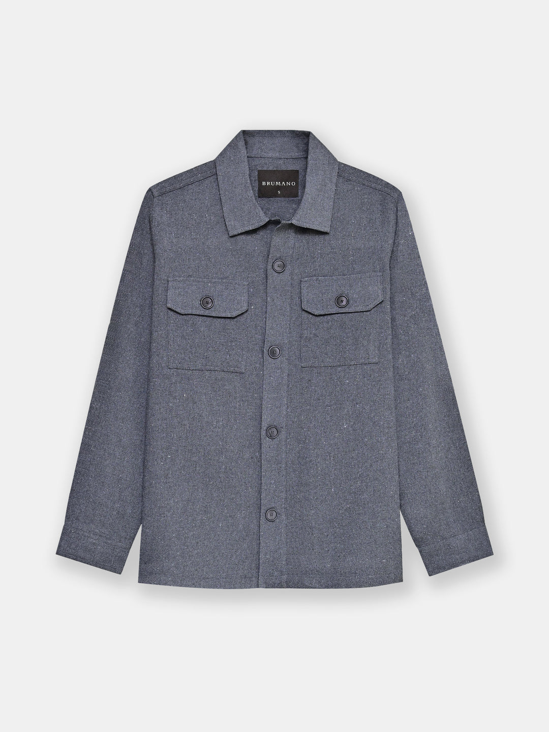 Charcoal Grey Neppy Over Shirt With Front Flat Pockets