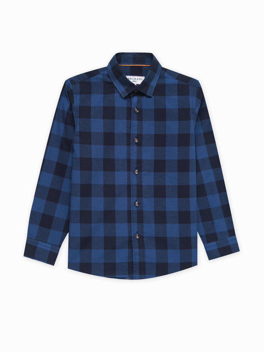 Navy blue & black bold checkered casual shirt   junior