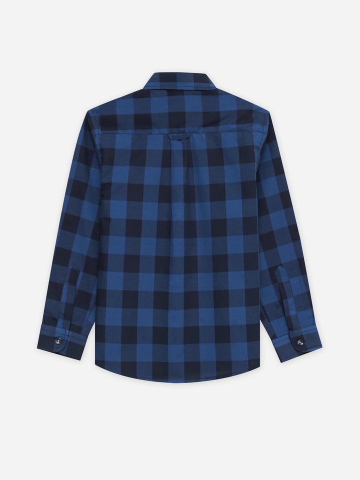 Navy Blue & Black Bold Checkered Casual Shirt - Junior