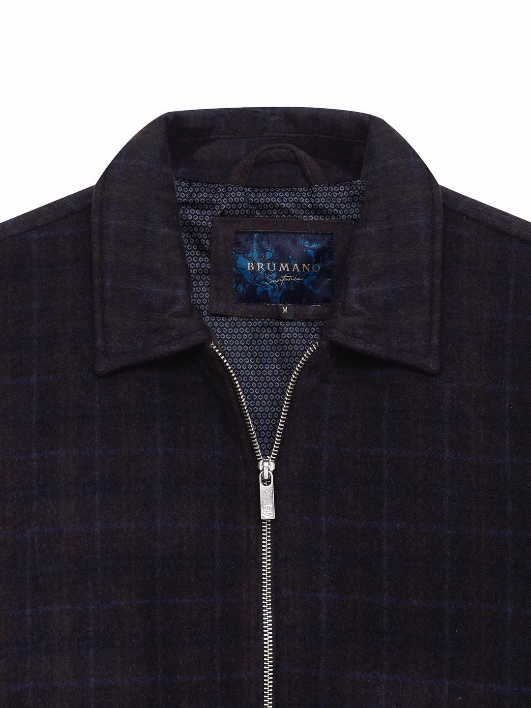 Navy Blue & Brown Wool & Cashmere Blended Jacket - Sartoria