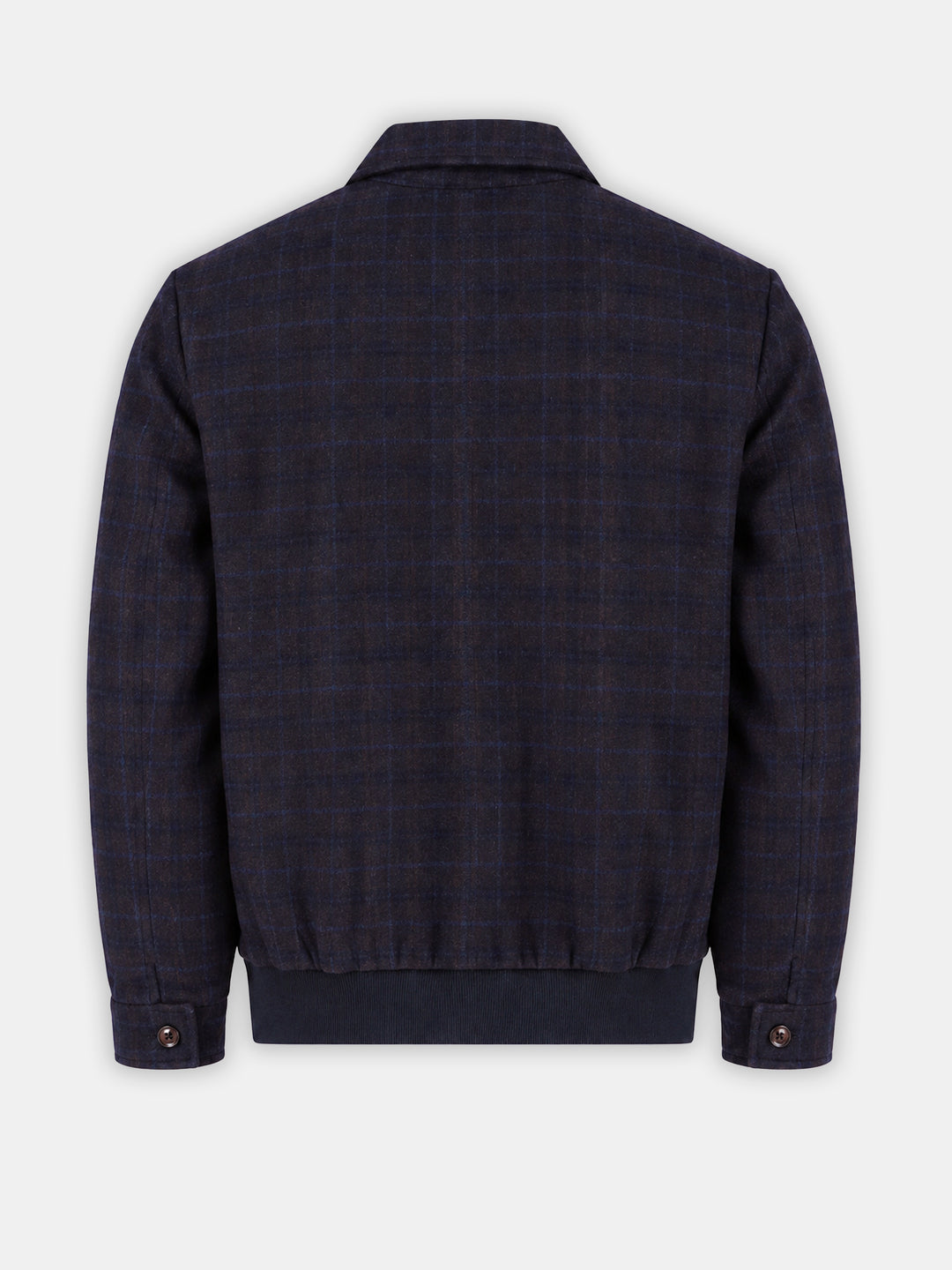 Navy Blue & Brown Wool & Cashmere Blended Jacket - Sartoria