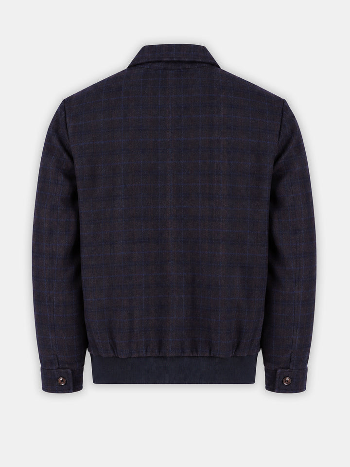 Navy Blue & Brown Wool & Cashmere Blended Jacket - Sartoria