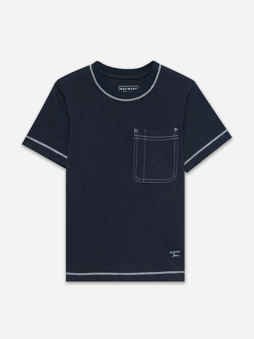 Navy Blue Casual Crew Neck T-Shirt With Stitch Detailing - Junior