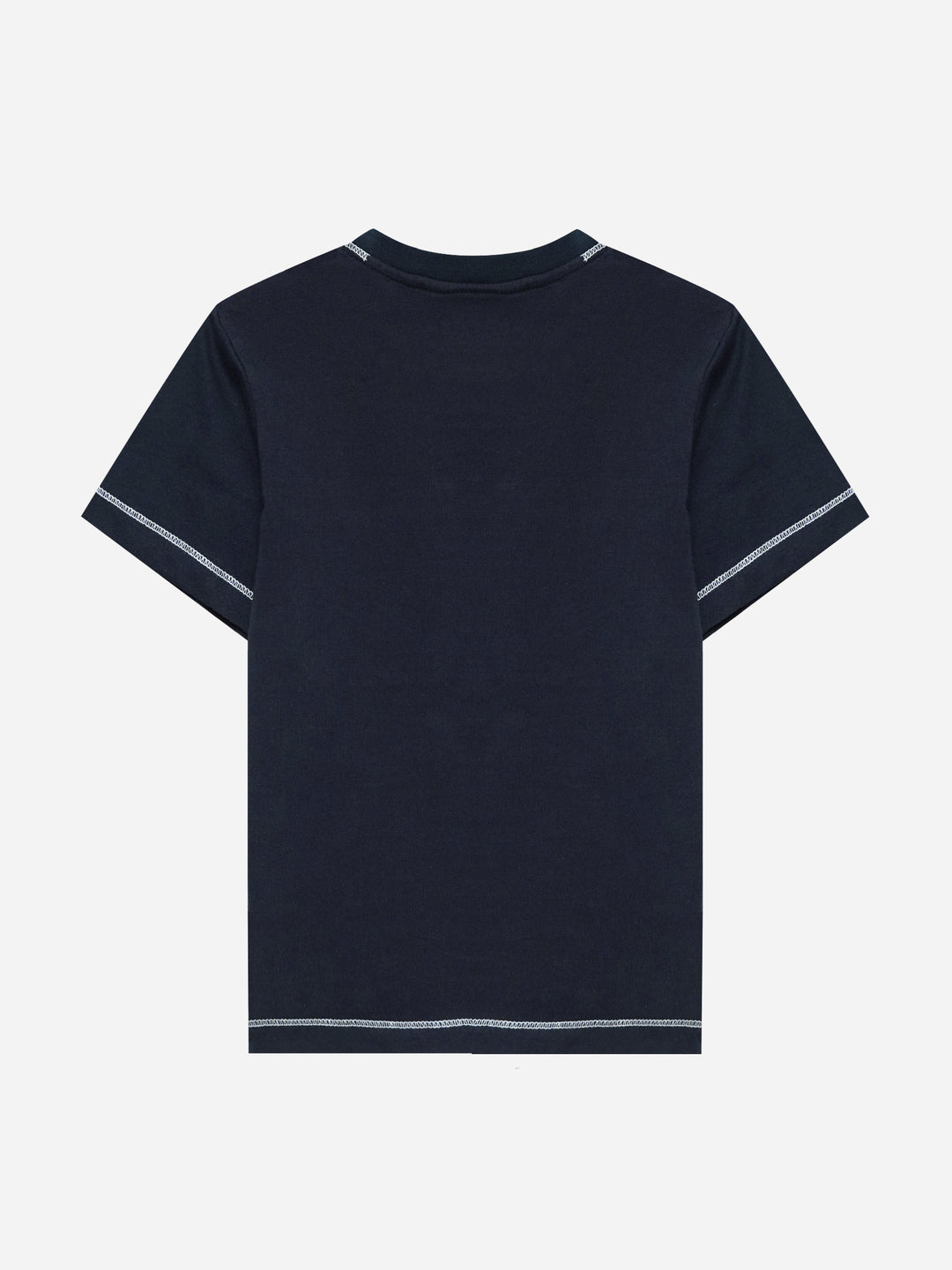 Navy Blue Casual Crew Neck T-Shirt With Stitch Detailing - Junior