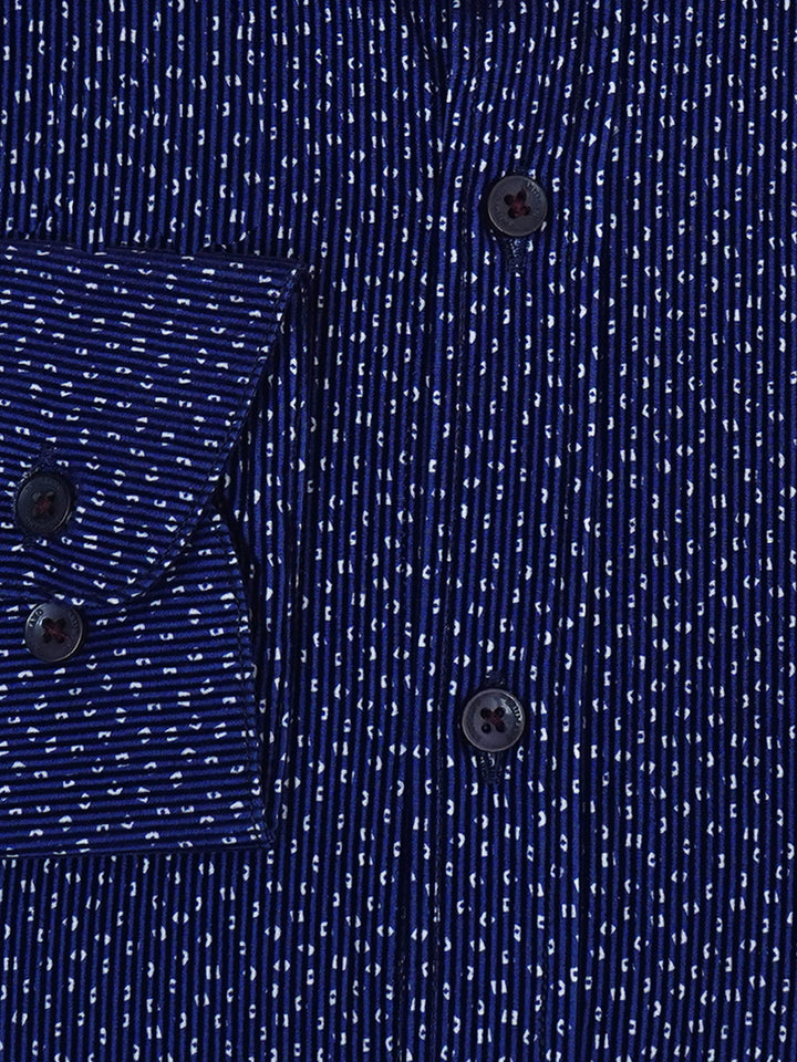 Navy blue Corduroy Printed Shirt - Luxe
