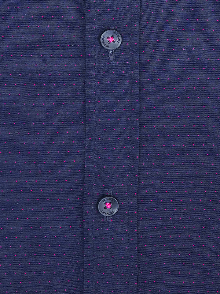 Navy Blue Dobby Shirt detailed close up