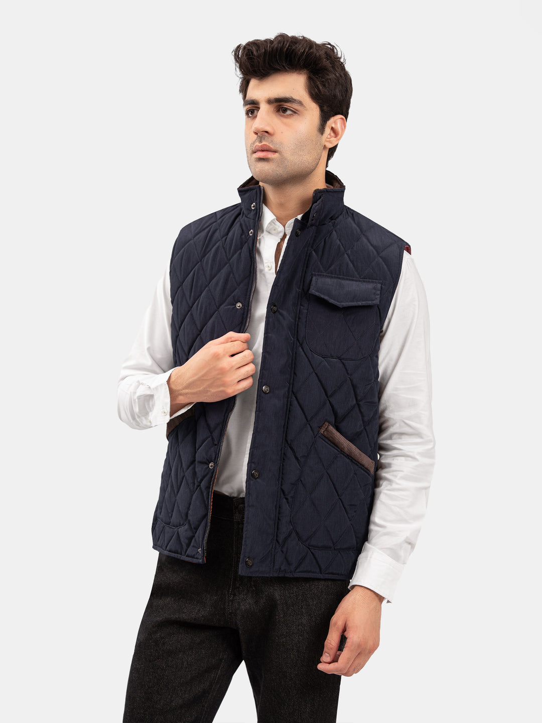 Navy Blue Heritage Quilted Sleeveless Jacket