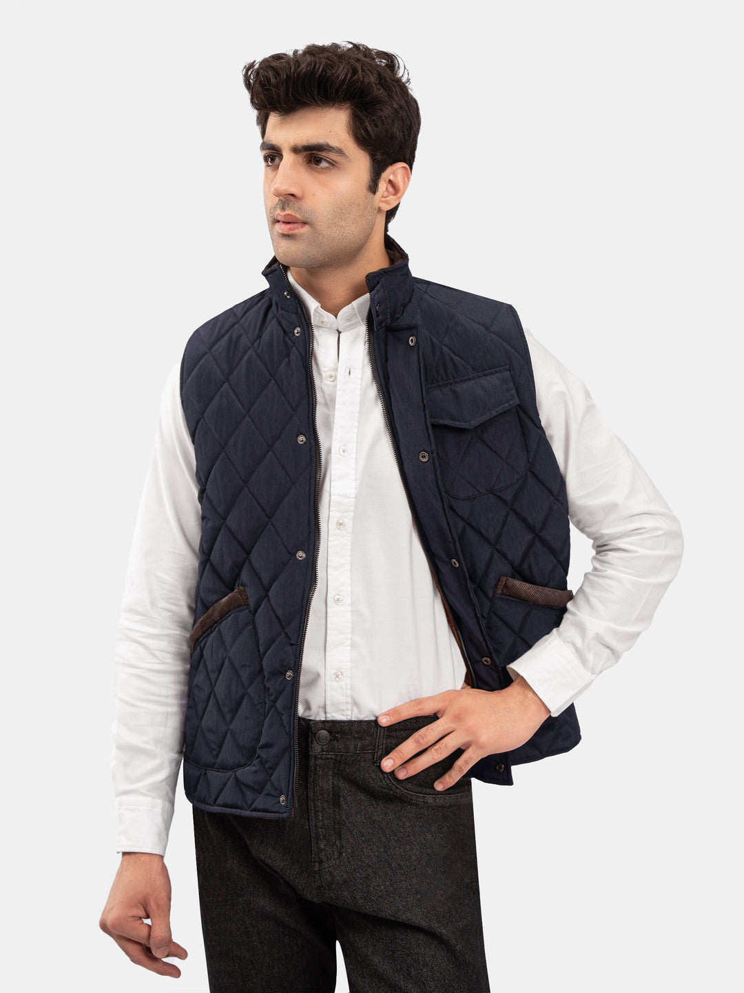 Navy Blue Heritage Quilted Sleeveless Jacket