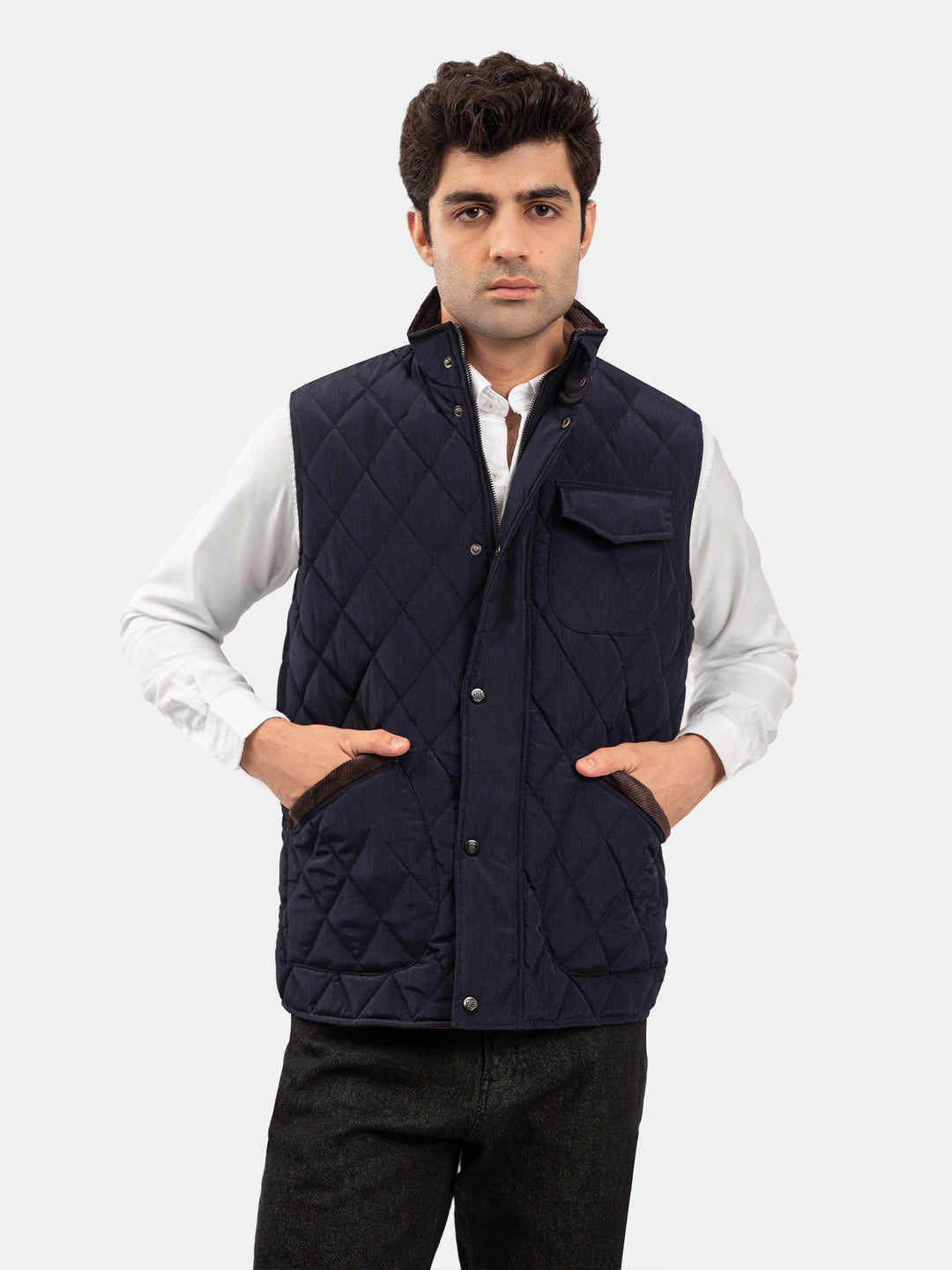 Navy Blue Heritage Quilted Sleeveless Jacket