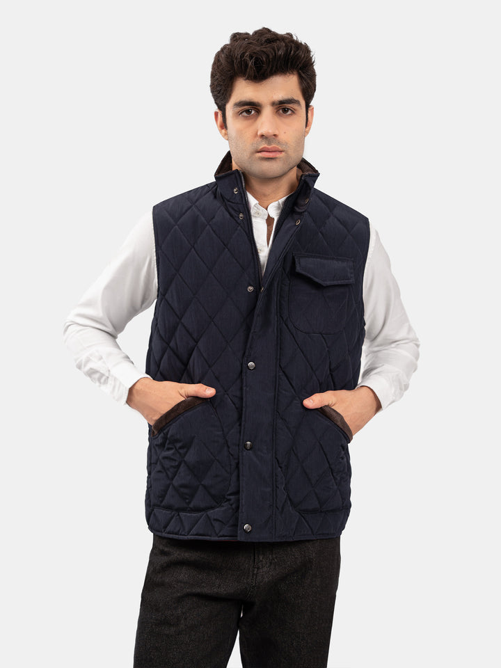 Navy Blue Heritage Quilted Sleeveless Jacket