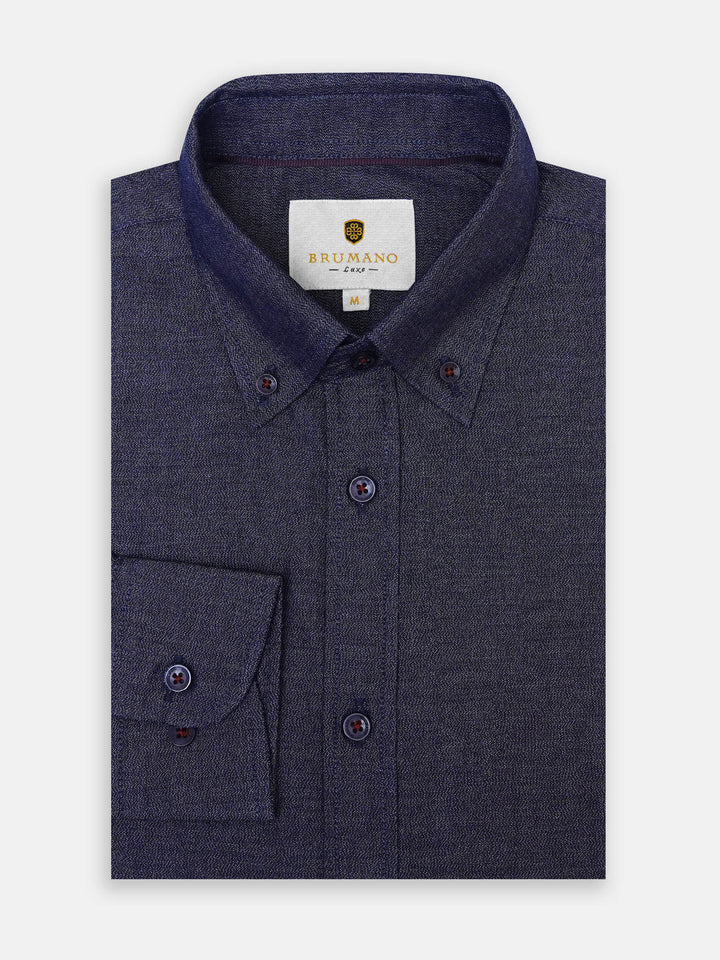 Navy Blue Indigo Button Down Shirt - Luxe