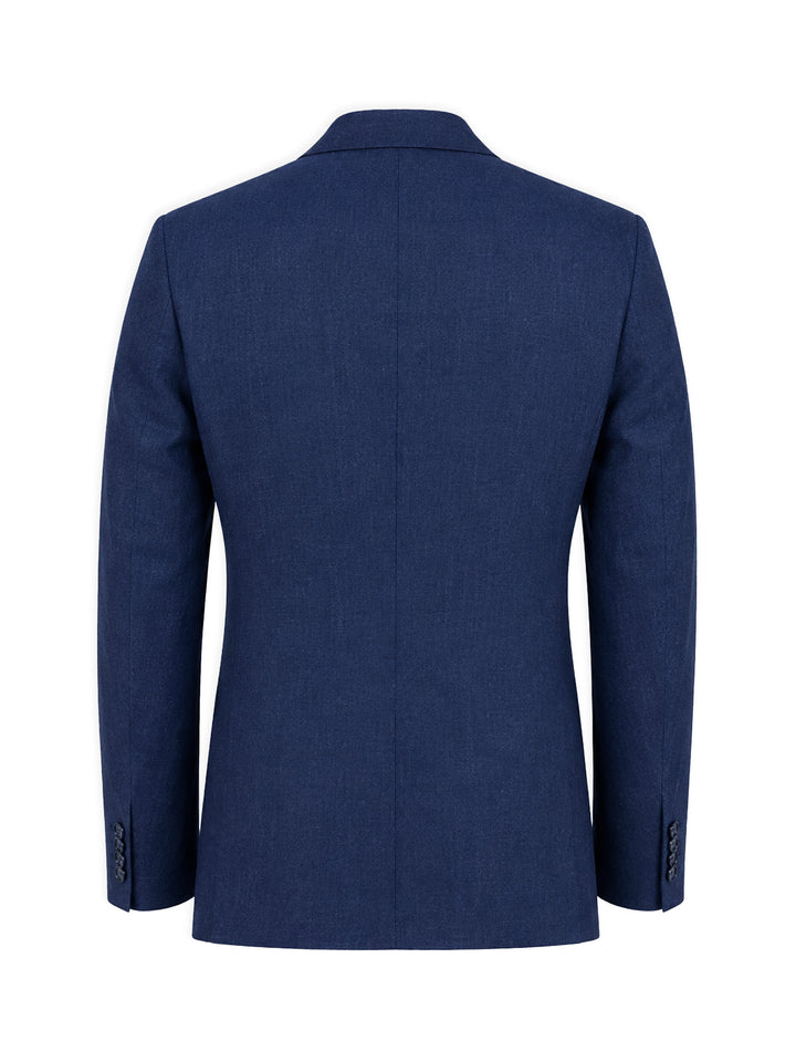 Navy Blue Linen Blended Casual Blazer